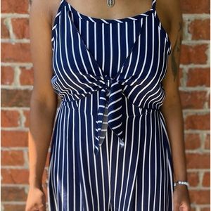 Blue and white romper